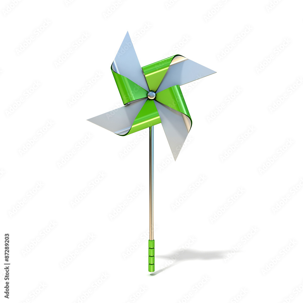 Pinwheel toy, four sided. 3D render illustration isolated on white background Pinwheel toy, four sided. 3D render illustration isolated on white background