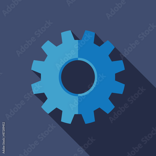 Gear Icon. Flat Vector Icon With Long Shadow Design Collection.