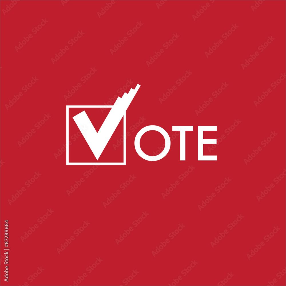 Voting Symbols Vector Design on Red Background Voting Symbols Vector Design on Red Background