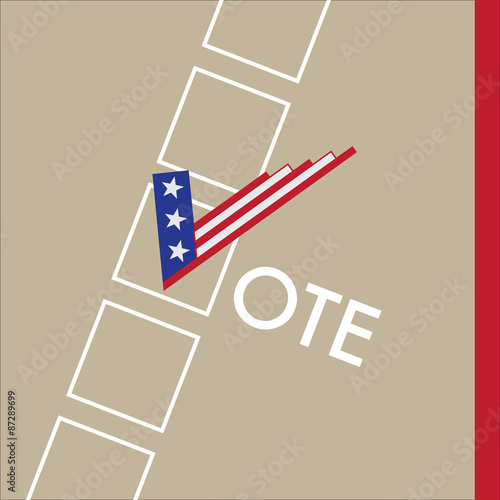 Vote Sign as USA Flag With Checkbox. Presidential Election Vecto