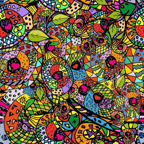 Zentangle colorful seamless pattern