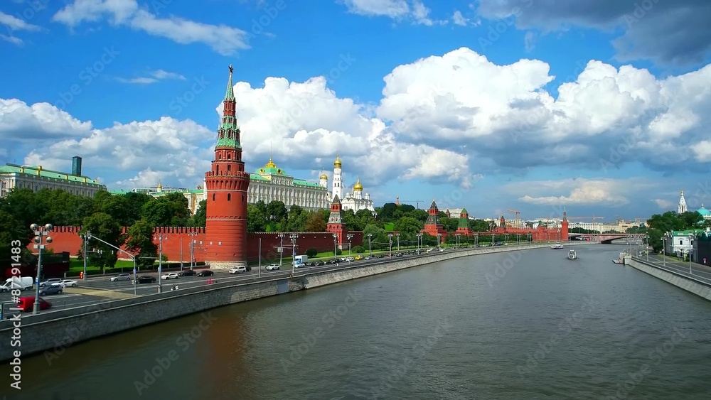 Moscow Kremlin and Moscow River, Russia, Time Lapse 4K Moscow Kremlin and Moscow River, Russia, Time Lapse 4K