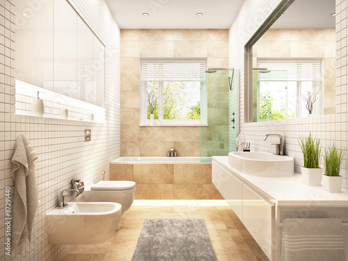Modern beige bathroom