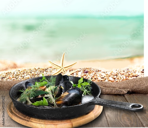 Fototapeta Naklejka Na Ścianę i Meble -  Food, pasta, beach.