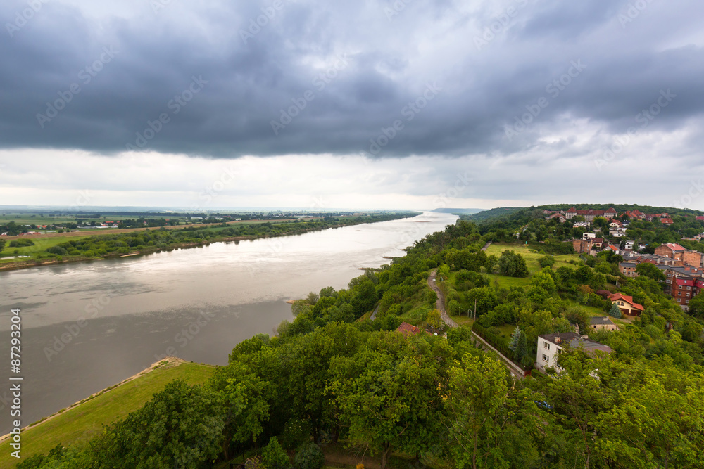 Panorama of Grudziadz at Vistula river, Poland
