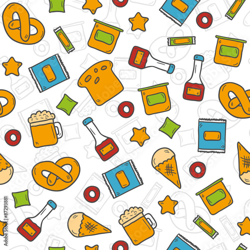 Seamless background on gluten products theme with cute hand