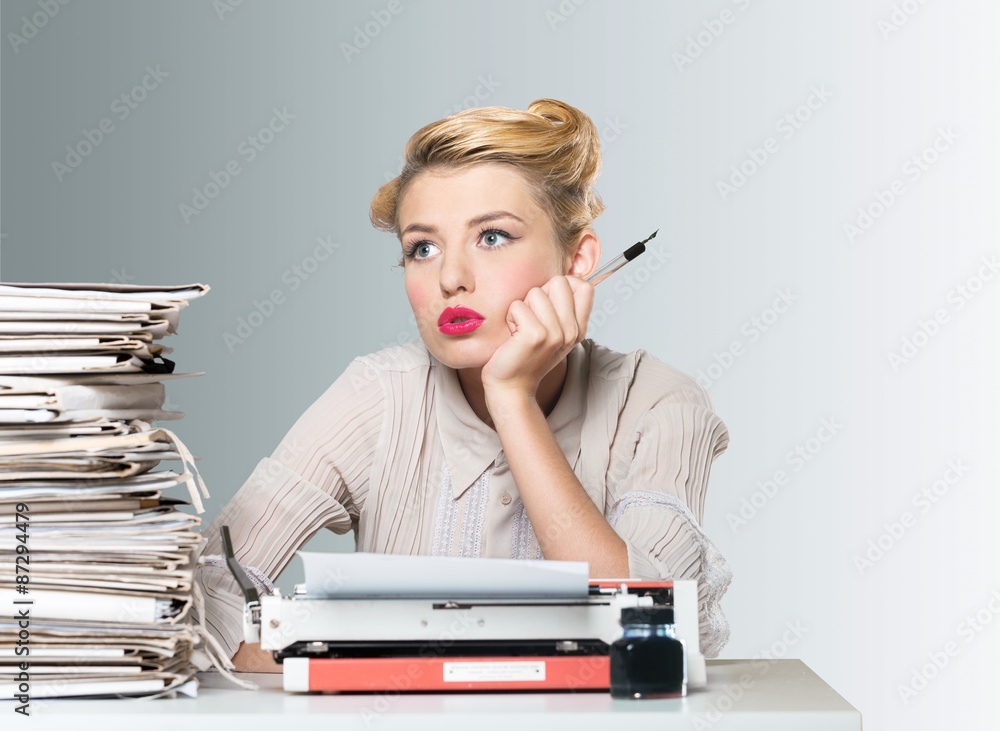 Fototapeta premium Desk, document, old fashioned.