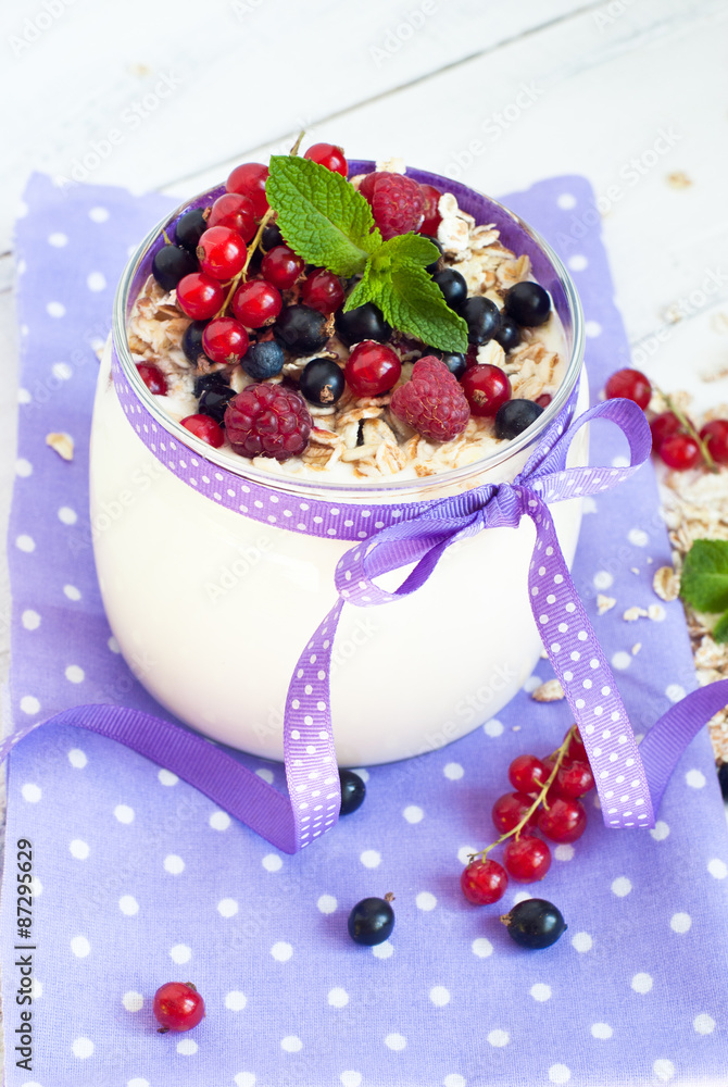 yogurt with berries and oat flakes yogurt with berries and oat flakes