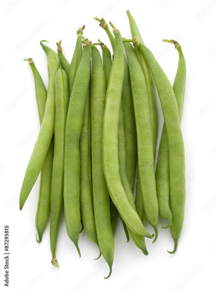 Green beans handful isolated on white background cutout Green beans handful isolated on white background cutout
