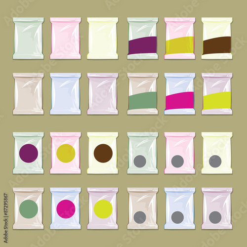 Sample composition packs for packaging design with foil or plast