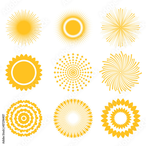 Sun icon set. Abstract and unusual sun icons. Vector illustration. © svan9422