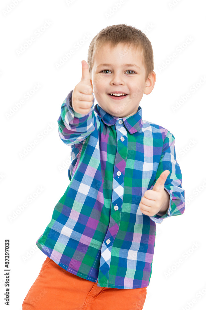 Funny little boy makes a gesture all is well Funny little boy makes a gesture all is well
