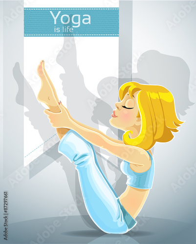Girl in a yoga pose meru danda asana. Bonus - poster for your te