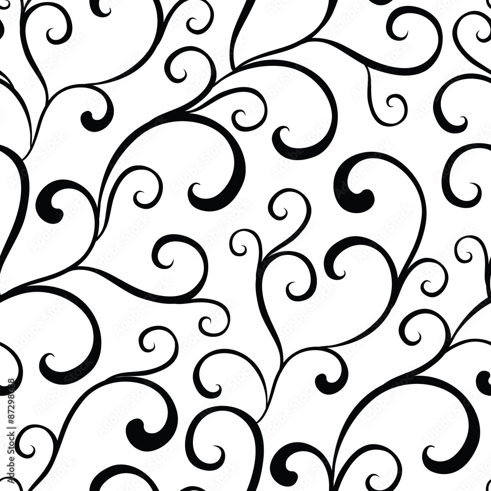Vector Black White Organic Swirls Seamless Pattern Vector Black White Organic Swirls Seamless Pattern