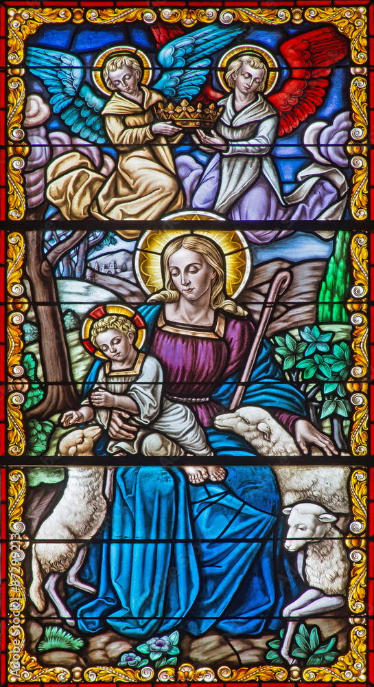 Cordoba - Madonna with the child among the sheps - windowpane