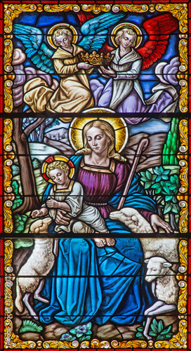 Cordoba - Madonna with the child among the sheps - windowpane