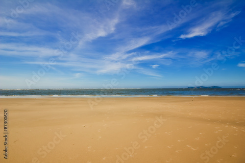 Ilha Comprida beach, São Paulo - Brazil. Waves in a sunny day at the end of brazilian island.