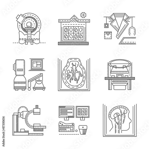 MRI flat line vector icons