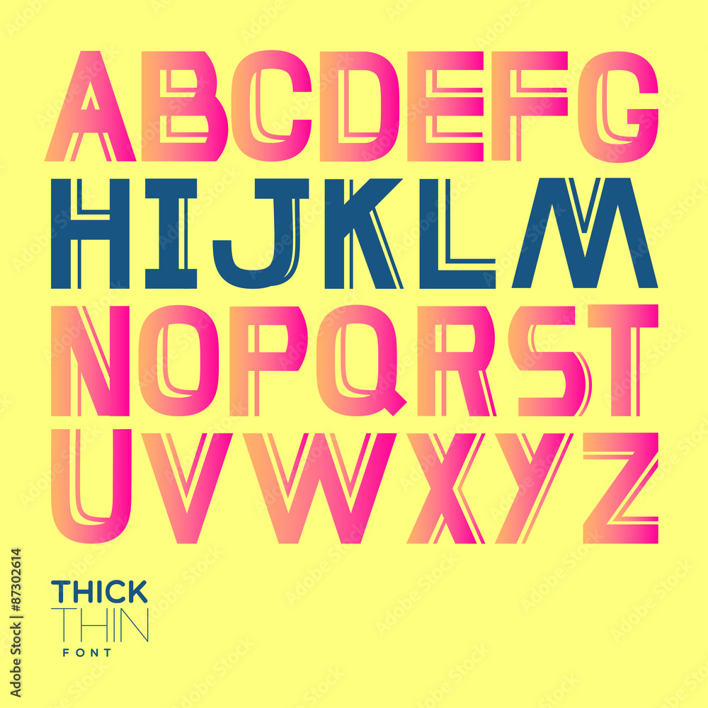 THICK THIN font
26 English alphabets created as a font with thick and thin line in simply style.