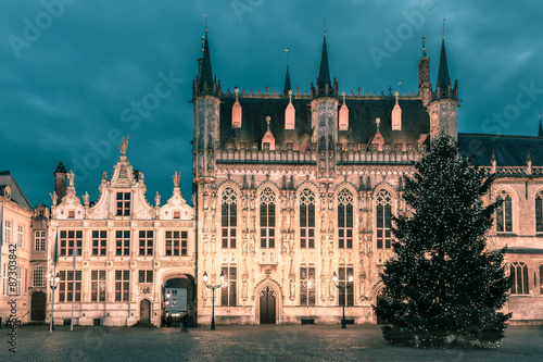 Picturesque Christmas Burg Square in Bruges