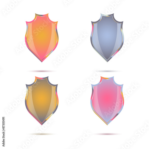 A set of decorative colored shields in vintage style for your design