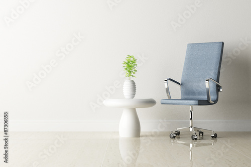 office chair and white table in the room