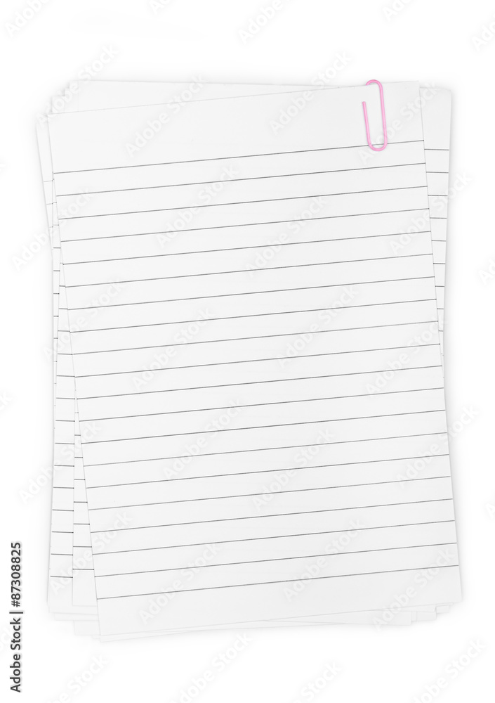 White sheets for record stapled paper clip White sheets for record stapled paper clip