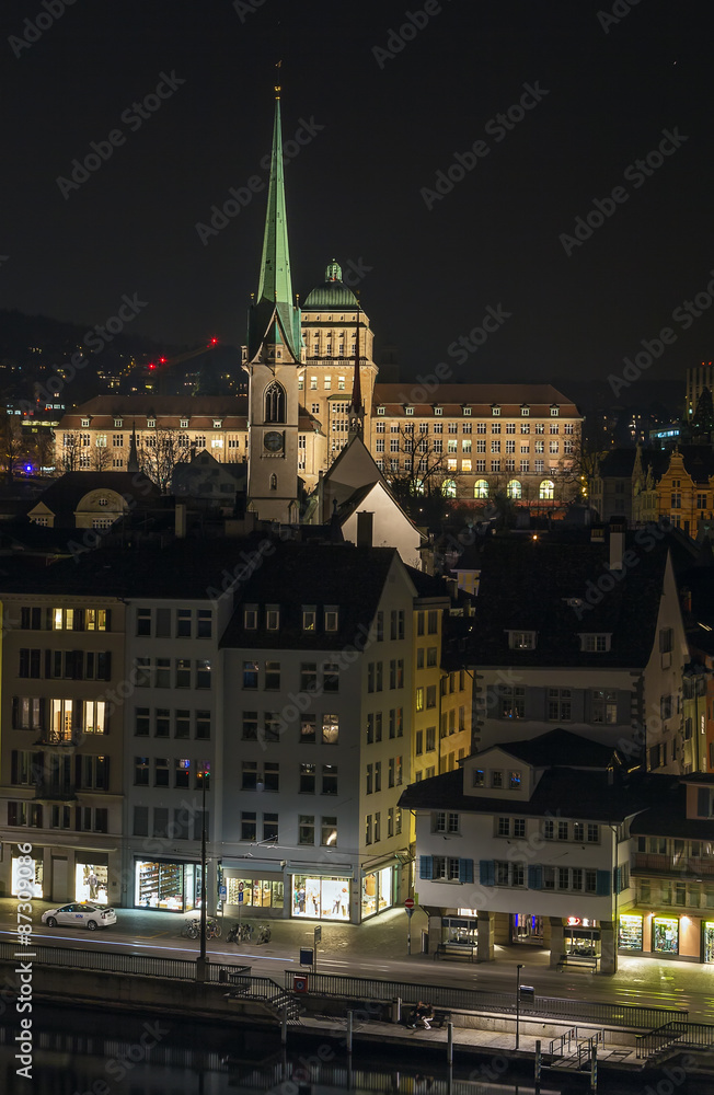 view of Zurich in evening, Switzerland