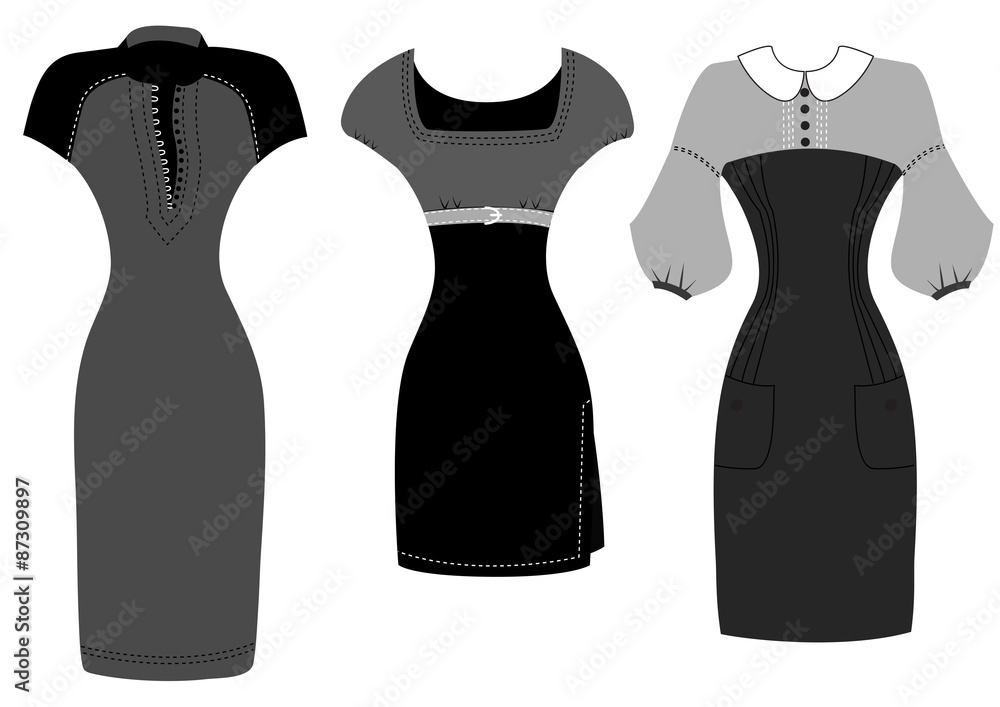 Dresses isolated on white for design Dresses isolated on white for design