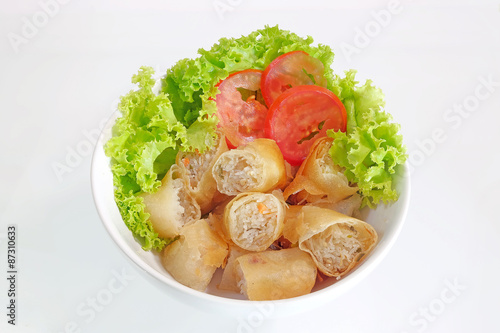 Bilde på lerret Thai Spring Roll and fresh salad