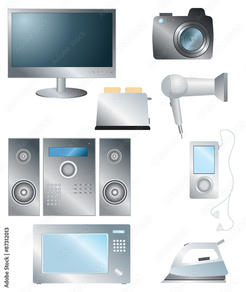set of household electronic elements set of household electronic elements