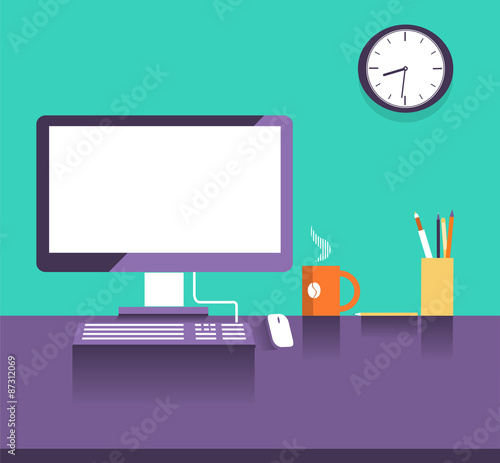 Interior office place.Flat design style