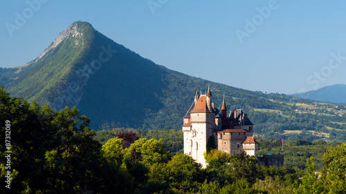 Castle and mountains (Menthon saint Bernard, Savoy, Alps, France) #87312089