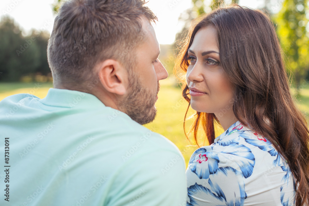 Loving couple is spending time with enjoyment Loving couple is spending time with enjoyment
