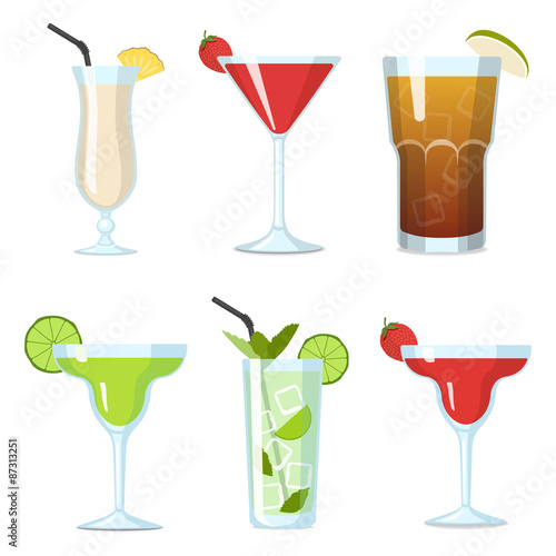 Set of Vector Cocktails in Glasses