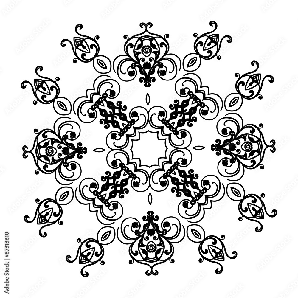 Ornament black white card with mandala. Ornament black white card with mandala.