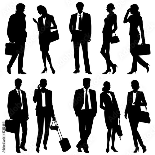 business people - global team - vector silhouettes photo