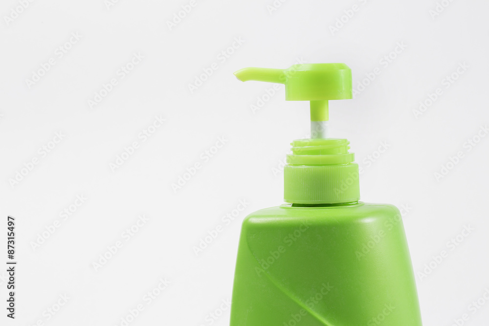 Close up Plastic bottle of skin care product on white background Close up Plastic bottle of skin care product on white background
