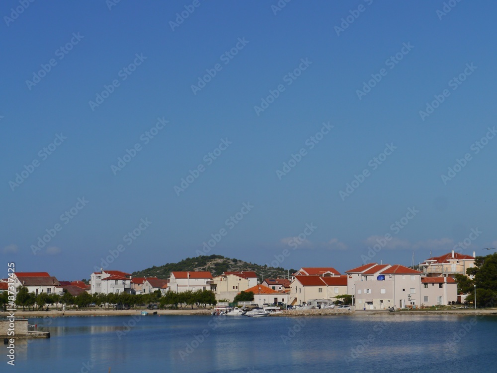 Summer houses on the island Murter in the Adriatic sea of Croatia