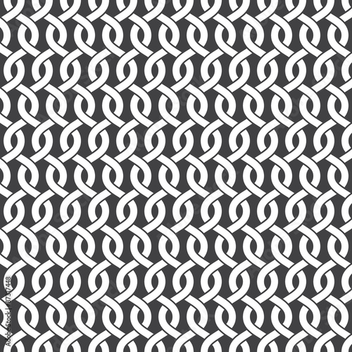Seamless pattern of intersecting waves with swatch for filling. Celtic chain mail. Fashion geometric background for web or printing design.