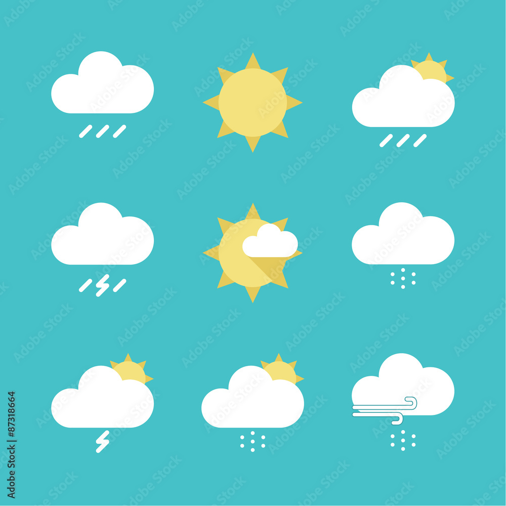 Flat Weather Icons Set Flat Weather Icons Set