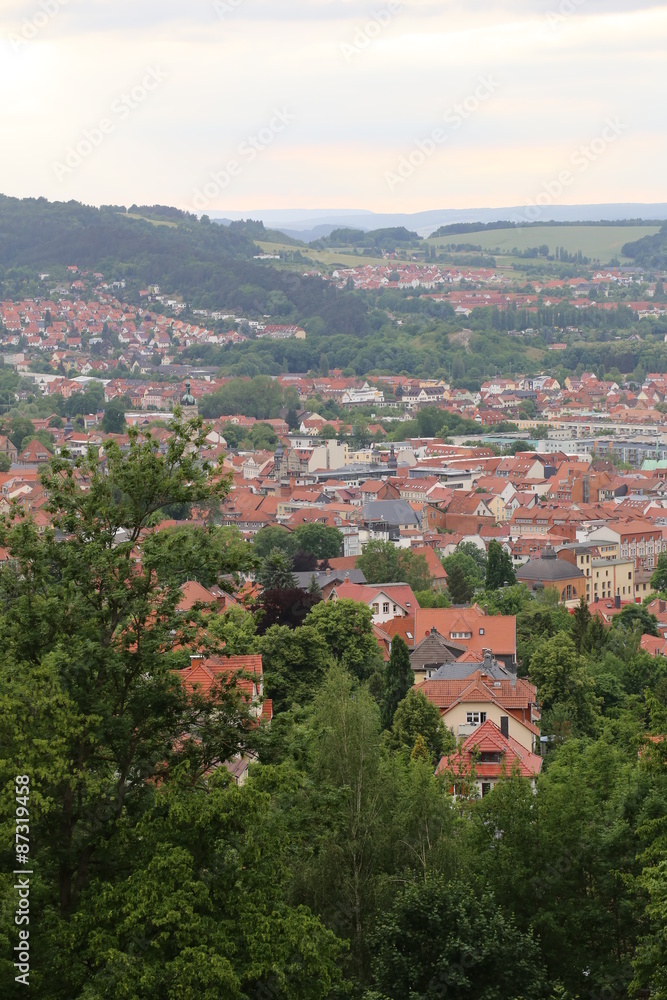View over Eisenach, Thuringia, Germany, from the Goepelskuppe