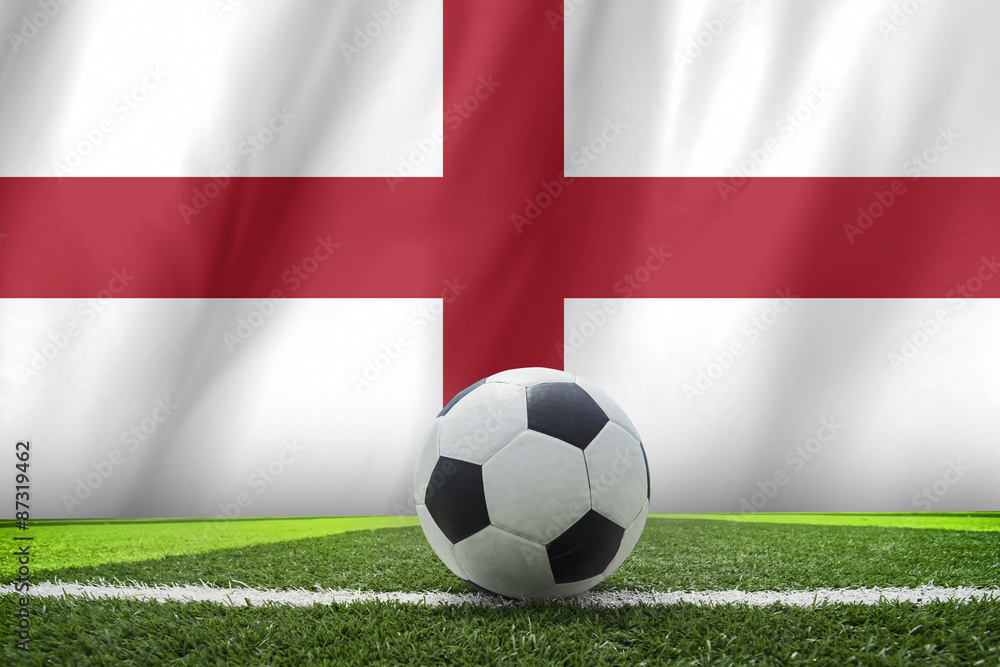 Fototapeta premium A soccer ball on England flag