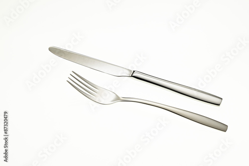 Stainless fork and knife