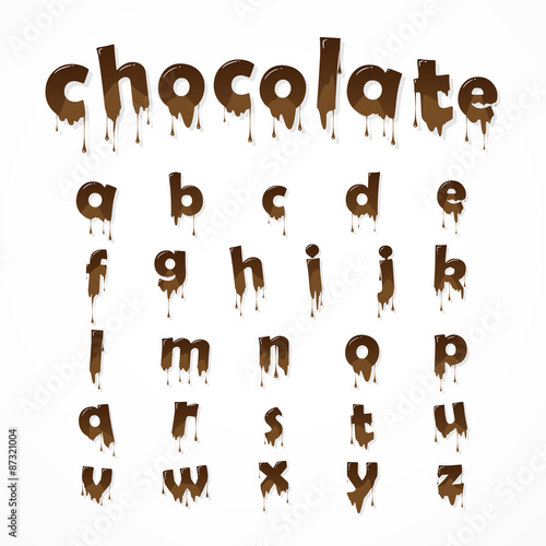 Melted chocolate alphabet