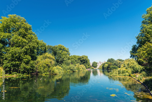 Saint James Park in London on a beautiful summer day