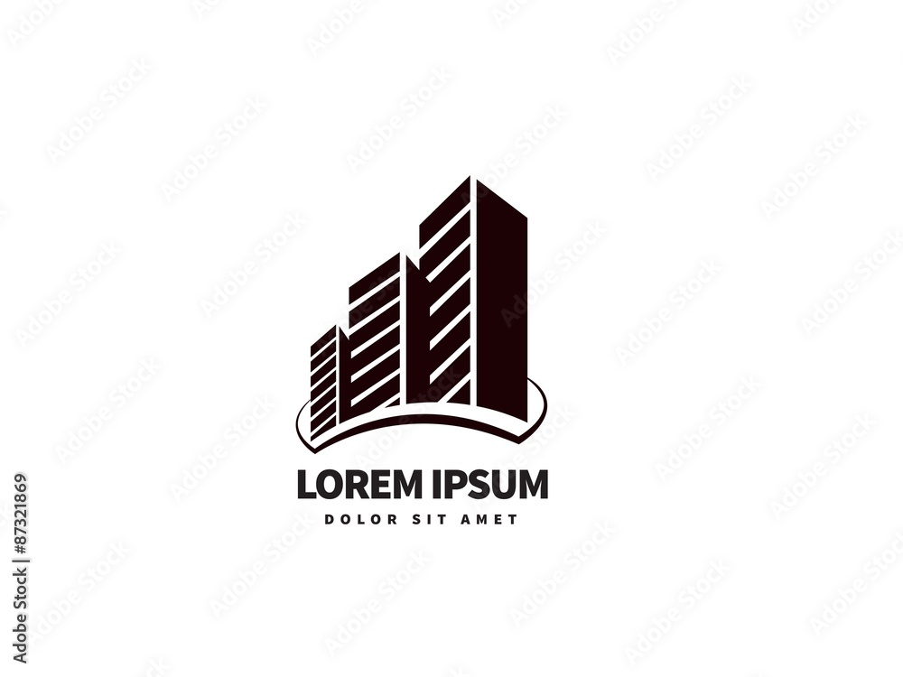 Abstract building logo design template. Skyscraper real estate business theme icon. Vector illustration. Abstract building logo design template. Skyscraper real estate business theme icon. Vector illustration.