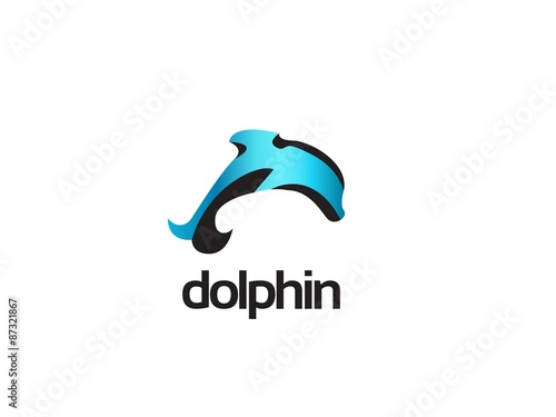 Dolphin abstract logo design template. Creative business concept icon. Vector idea logotype.