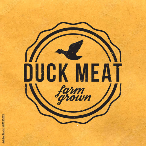 premium duck meat label with grunge texture on old paper backgro