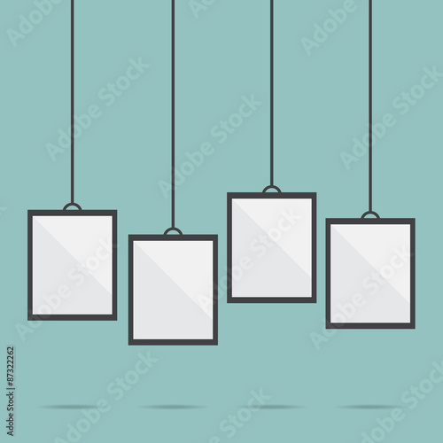 blank picture frame template hanging,vector
